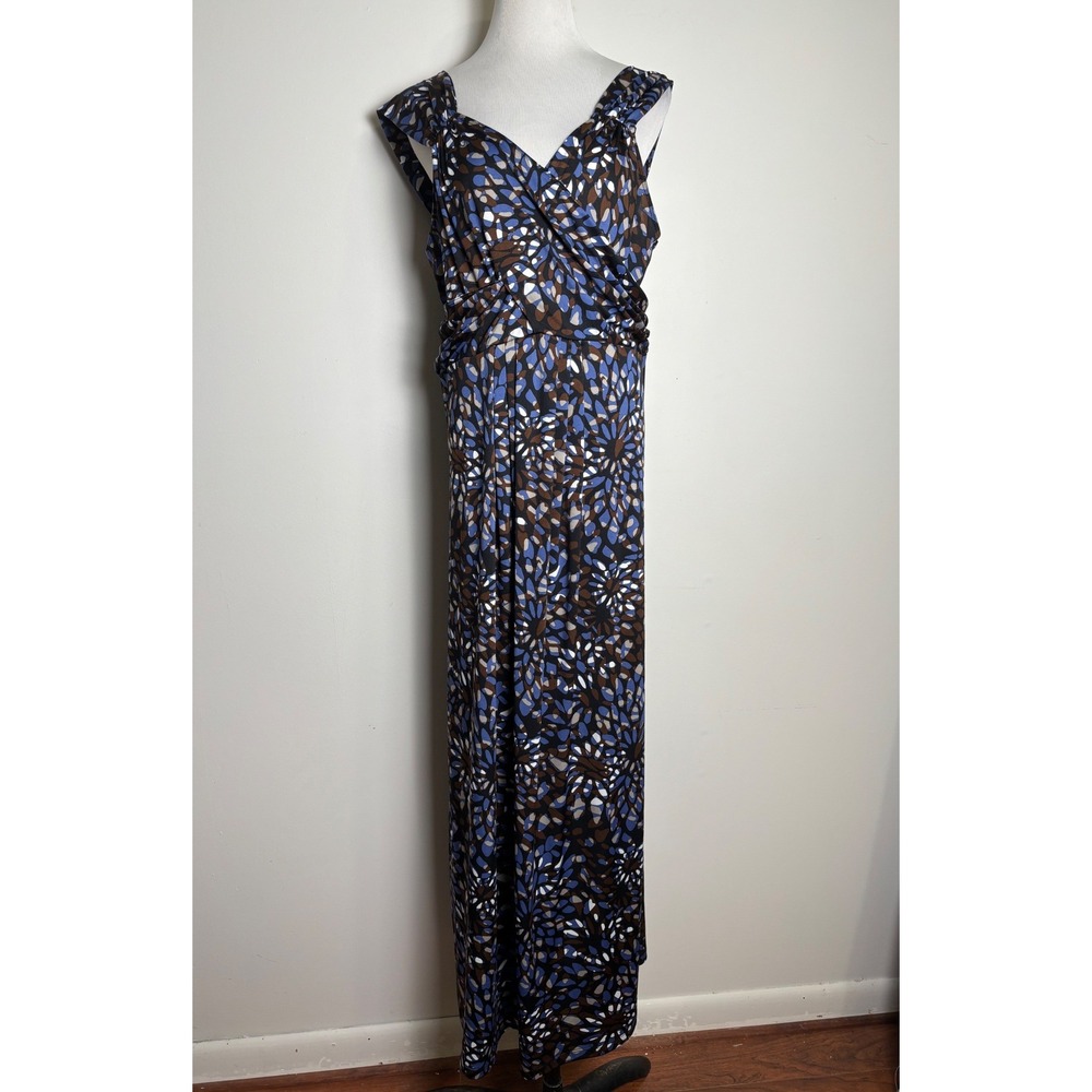 Tessuto Womens Maxi Dress 2X Faux Wrap Slinky Stretch Sleeveless Casual Travel